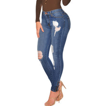 Ripped Jeans Women Blue Washed High Waist Jeans Femme Destroyed Hole Denim Jeans Woman Skinny Pencil Pants