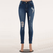 Ripped Jeans Women Blue Washed High Waist Jeans Femme Destroyed Hole Denim Jeans Woman Skinny Pencil Pants