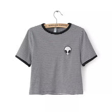 Harajuku Alien T Shirt Tops Sexy Belly Shirts Teenage Short Sleeve Tee Shirt Cotton T Shirt Women