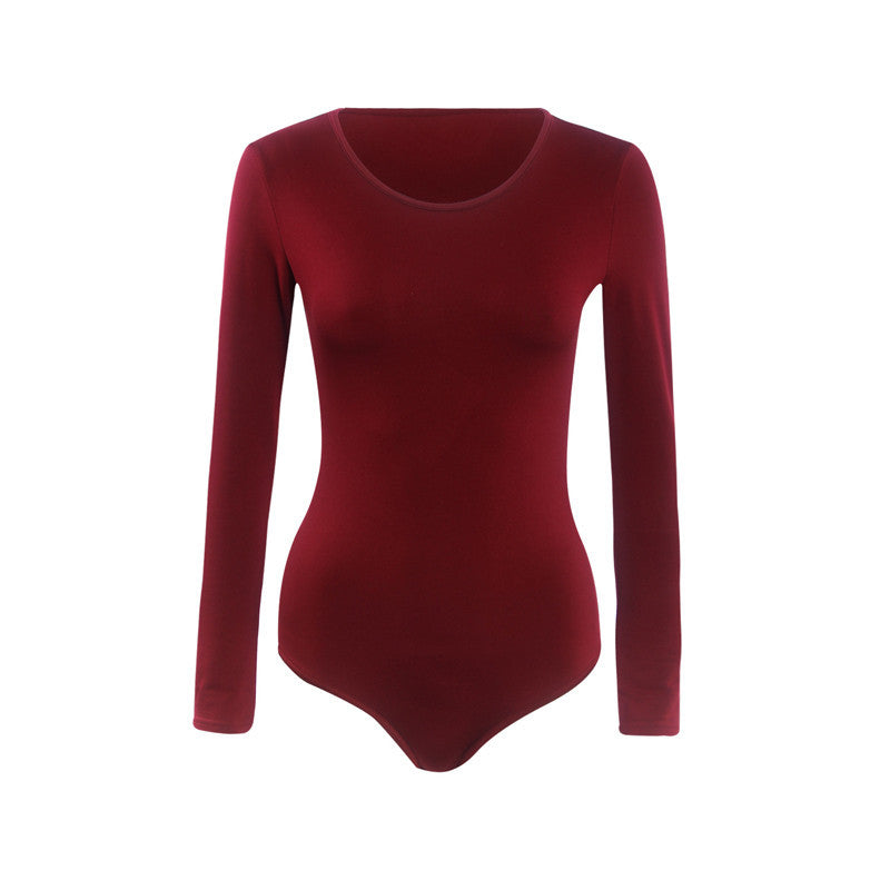 Long Sleeve Slim Bodysuit Women Sexy Stretch Leotard Tops Blouse TShirt Slim Rompers T Shirt Short Bodysuit