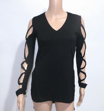 Side Split Irregular Tee Shirt Femme Hollow Long Sleeve T Shirt Women Sexy Tops V Neck T Shirts Casual Tops Tee