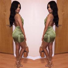 Womens Sexy Club Dresses Deep V Backless Halter Bodycon Dress Club Night Party Dress Mini Pink Green