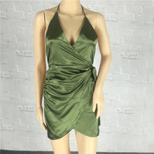 Womens Sexy Club Dresses Deep V Backless Halter Bodycon Dress Club Night Party Dress Mini Pink Green