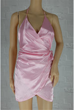 Womens Sexy Club Dresses Deep V Backless Halter Bodycon Dress Club Night Party Dress Mini Pink Green