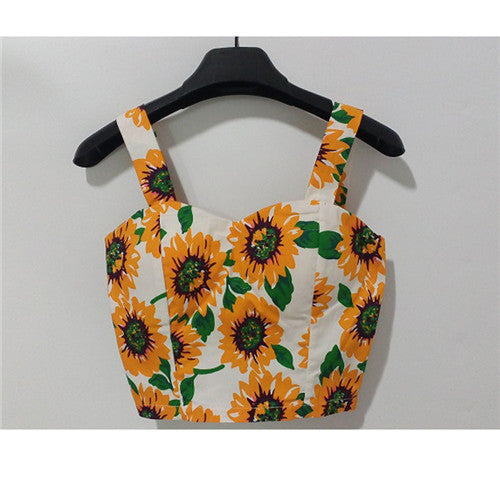Wrapped Bustier Crop Top Top Sexy Floral Padded Crop Tops Women Printing Women's Tank Top Cropped Femme