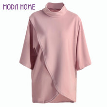 brand-women-blouse-solid-half-batwing-sleeves-irregular-hem-split-mini-dress-casual-loose-elegant-tops-pink-party-dresses BBL