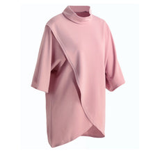 brand-women-blouse-solid-half-batwing-sleeves-irregular-hem-split-mini-dress-casual-loose-elegant-tops-pink-party-dresses BBL