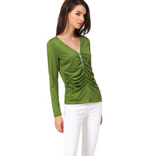 camisas-femininas-long-sleeve-tshirt-women-t-shirt-tops-poleras-de-mujer-zip-ruched-t-shirt-blusa-tee-shirt-femme BBL