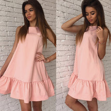 Candy Color Casual A Line Vestidos Women Dress Sexy Ruffles Sleeveless Bodycon Dresses Short Mini Cute Dress GV248
