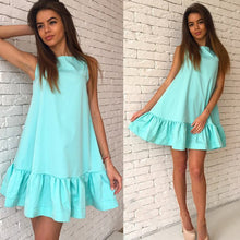 Candy Color Casual A Line Vestidos Women Dress Sexy Ruffles Sleeveless Bodycon Dresses Short Mini Cute Dress GV248