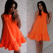 Candy Color Casual A Line Vestidos Women Dress Sexy Ruffles Sleeveless Bodycon Dresses Short Mini Cute Dress GV248