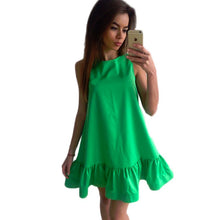 Candy Color Casual A Line Vestidos Women Dress Sexy Ruffles Sleeveless Bodycon Dresses Short Mini Cute Dress GV248