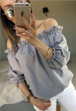 Candy Color Women's Chiffon Blouses Sexy Women Blusas Shirts Slash Neck Off Shoulder Casual Solid Tops Shirts M0471