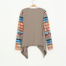 Cardigan Women Aztec Long Sleeve Casual Knitted Cardigan Outwear Geometric Printed Irregular Knit Women Coat