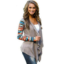 Cardigan Women Aztec Long Sleeve Casual Knitted Cardigan Outwear Geometric Printed Irregular Knit Women Coat