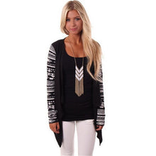 Cardigan Women Aztec Long Sleeve Casual Knitted Cardigan Outwear Geometric Printed Irregular Knit Women Coat