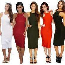 Casual Vestidos Bandage Dress Women Sleeveless Bodycon Evening Night Club Party Dress Green Midi Casual Pencil Dresses