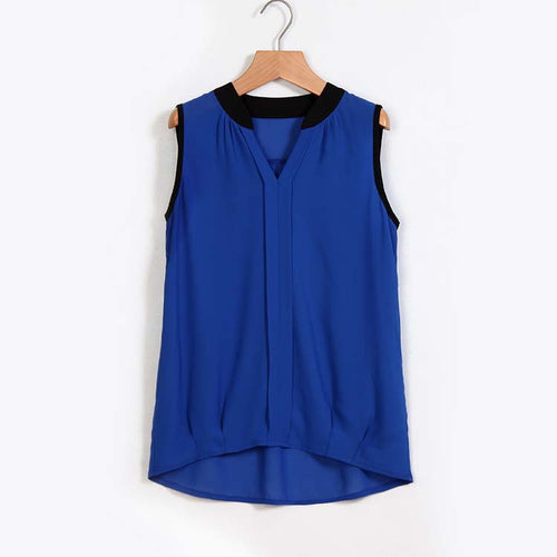 White Color Sleeveless Shirt Blusa Roupas Camisas Women Casual Chiffon Blouse Blusas Femininas Plus Size J2520