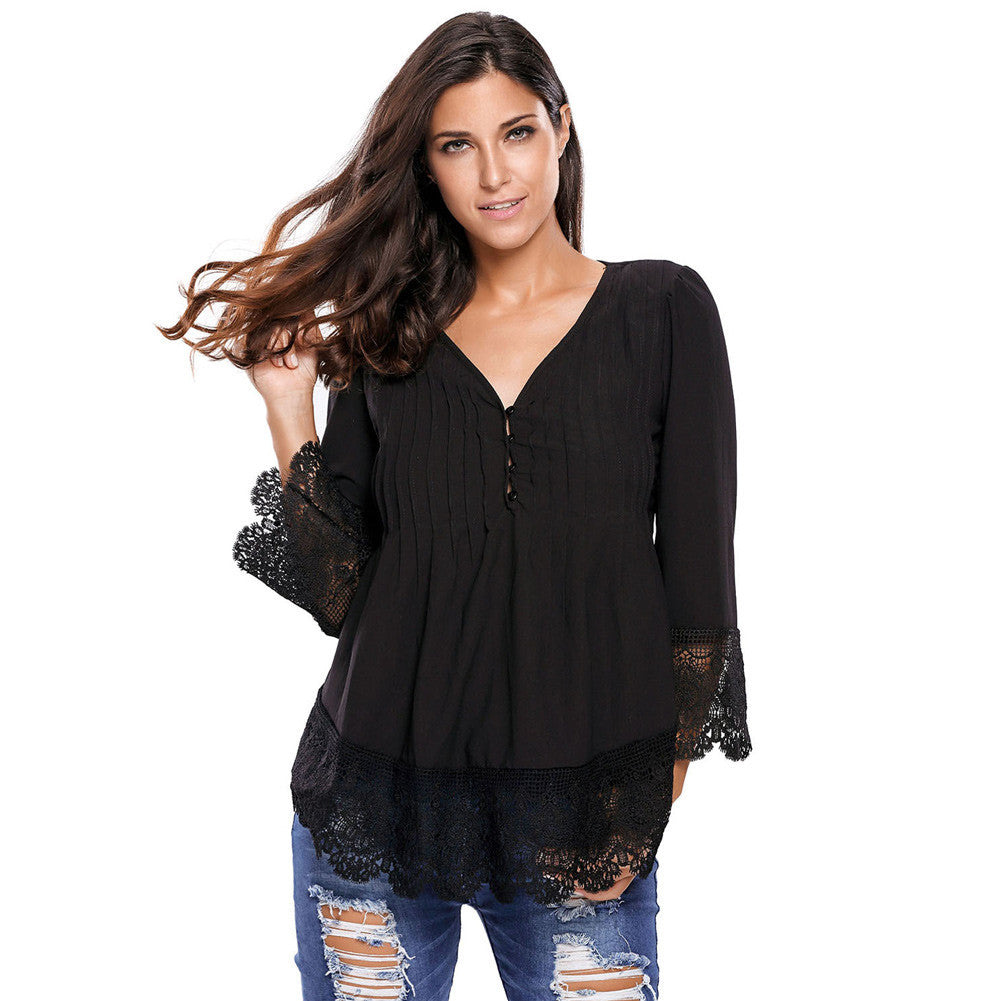 chemise-femme-v-neck-floral-lace-shirt-women-tops-office-shirt-ladies-crochet-blouse-blusas-femininas BBL