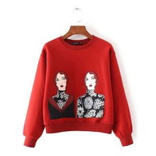 Chic Character Print Sweatshirt Woman Long Sleeve O neck Fleece Hoodies Sweats Jumpers Femme Pullovers 3 colors