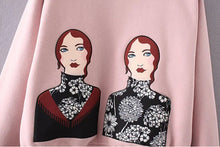 Chic Character Print Sweatshirt Woman Long Sleeve O neck Fleece Hoodies Sweats Jumpers Femme Pullovers 3 colors