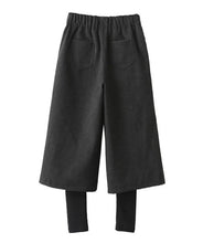 Chic Elastic Waist Fakse 2 Pieces Wide Leg Pants Woman Long Trousers Femme Casual Pants