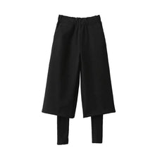 Chic Elastic Waist Fakse 2 Pieces Wide Leg Pants Woman Long Trousers Femme Casual Pants