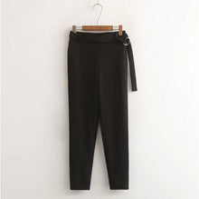 Chic Elastic Waist Sashes Suit Trousers Woman Full Length Tapered Trousers Femme Casual Pants 3 colors s m l