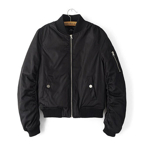 Chic Short Bomber Pilots Parkas Quilted Jacket Women V neck Long sleeve Casual Coat Thin Padded Outerwear