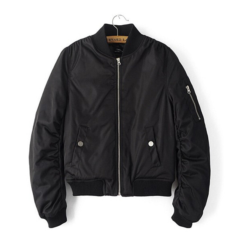 Chic Short Bomber Pilots Parkas Quilted Jacket Women V neck Long sleeve Casual Coat Thin Padded Outerwear