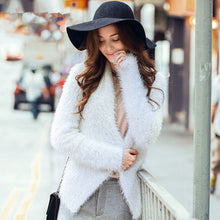 Chic Solid color Sequined Spliced Shaggy Sweater Woman Long Sleeve Cardigan Knitwear Jumper kleding femme