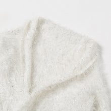 Chic Solid color Sequined Spliced Shaggy Sweater Woman Long Sleeve Cardigan Knitwear Jumper kleding femme