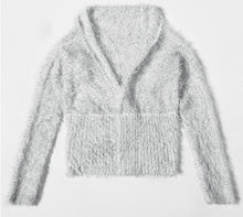 Chic Solid color Sequined Spliced Shaggy Sweater Woman Long Sleeve Cardigan Knitwear Jumper kleding femme