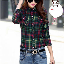 Cotton Plaid Blouse Shirt Women Velvet Warm Blouse Long Sleeve Slim Thicken Tops Ladies Blouse Plus Size GV294