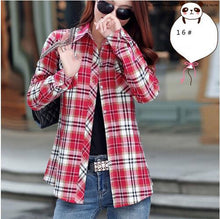 Cotton Plaid Blouse Shirt Women Velvet Warm Blouse Long Sleeve Slim Thicken Tops Ladies Blouse Plus Size GV294