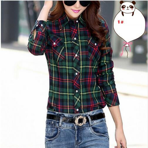 Cotton Plaid Blouse Shirt Women Velvet Warm Blouse Long Sleeve Slim Thicken Tops Ladies Blouse Plus Size GV294