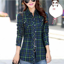 Cotton Plaid Blouse Shirt Women Velvet Warm Blouse Long Sleeve Slim Thicken Tops Ladies Blouse Plus Size GV294