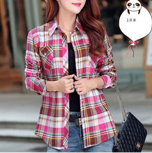 Cotton Plaid Blouse Shirt Women Velvet Warm Blouse Long Sleeve Slim Thicken Tops Ladies Blouse Plus Size GV294