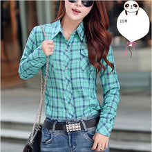Cotton Plaid Blouse Shirt Women Velvet Warm Blouse Long Sleeve Slim Thicken Tops Ladies Blouse Plus Size GV294