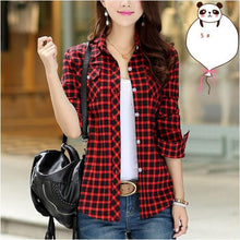 Cotton Plaid Blouse Shirt Women Velvet Warm Blouse Long Sleeve Slim Thicken Tops Ladies Blouse Plus Size GV294