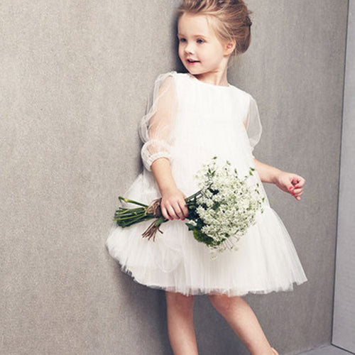 cute-kids-baby-girls-white-short-sleeve-princess-guaze-dress-2-7years-new-y2 BBL