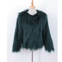 Dark Green Faux Fur Coat Soft fluffy Warm Women's Coat Plus Size Long Sleeve Furry Jacket Shaggy Coat