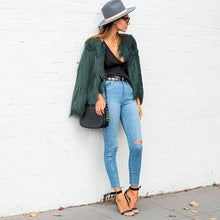 Dark Green Faux Fur Coat Soft fluffy Warm Women's Coat Plus Size Long Sleeve Furry Jacket Shaggy Coat