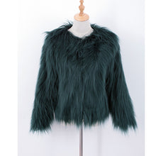 Dark Green Faux Fur Coat Soft fluffy Warm Women's Coat Plus Size Long Sleeve Furry Jacket Shaggy Coat