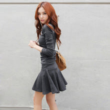 dresses-for-women-solidcolor-v-neck-vestidos-long-sleeve-slim-waist-pleated-dress-women-mini-dress-black-grey BBL