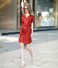 Loose Slim Mini Women Dress V-Neck Short Sleeve Brief Linen Dress Casual Plus Size Elegant Vestidos 2320