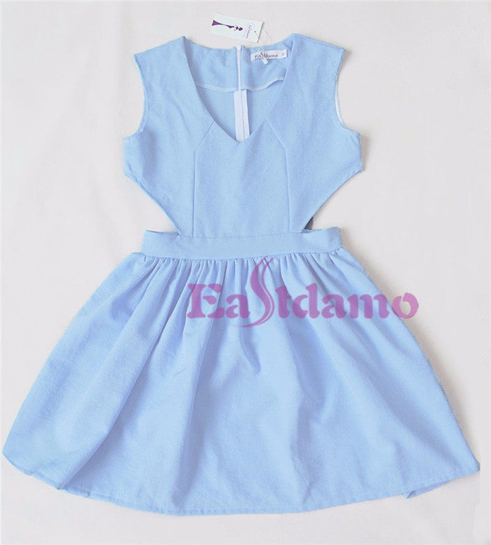 Eastdamo Dress Plus Size Casual Cut Out Dress Sexy V Neck Mini Dresses Sleeveless Elegant Party Dress For Women