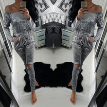 Elegant Off Shoulder Velvet Jumpsuit Women Slim Overalls Rompers Casual Long Pants Ladies Jumpsuits Romper 5 Colors