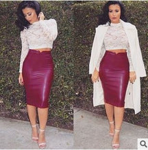 Elegant Soft PU Leather Pencil Skirt Stretch High Waist Midi Skirt Sexy Clubwear Skirts Womens Rayon Pleated Skirt Saias