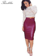 Elegant Soft PU Leather Pencil Skirt Stretch High Waist Midi Skirt Sexy Clubwear Skirts Womens Rayon Pleated Skirt Saias